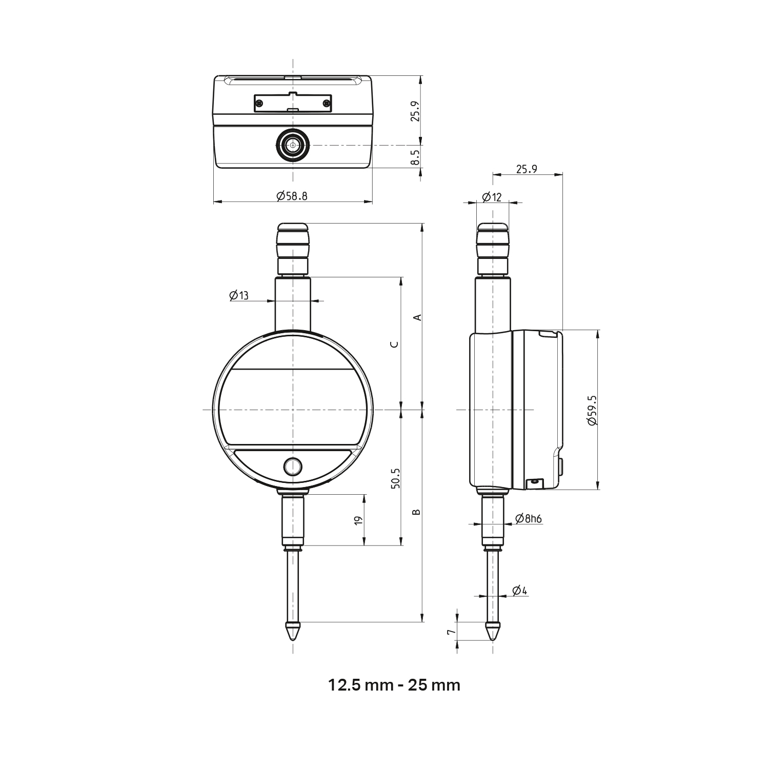 Messuhr S_Dial WORK PLC 25 / 0.001, Digitale Messuhren, Messuhren, Handmessmittel