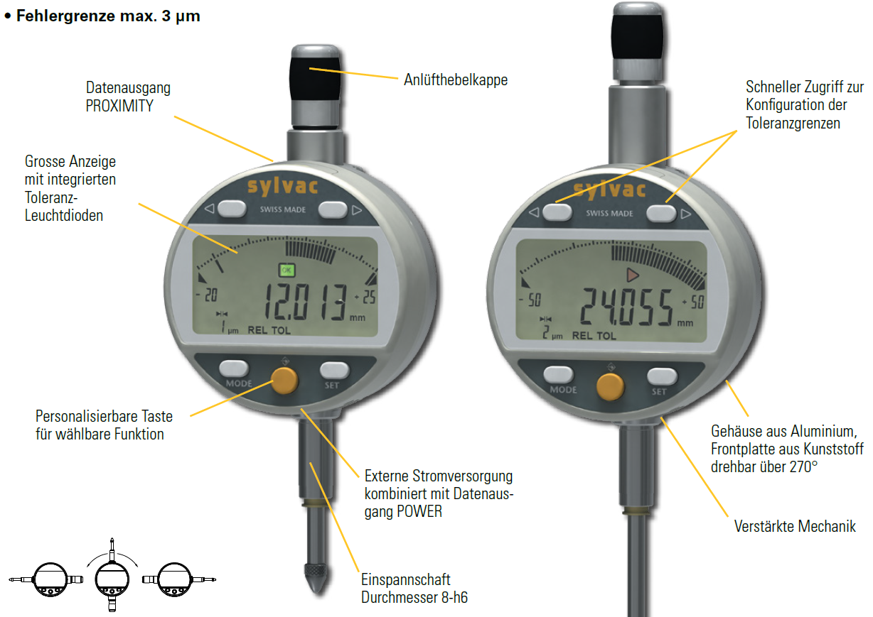 Digital Messuhr Sylvac S_Dial NANO 0 - 12,5 mm  PMT-Shop - Messzeuge,  Messgeräte und Prüfgeräte